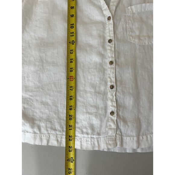 Linen Button Up Top M Minimalist Coastal Resort Palm Rustic Boxy Lagom Beach Air - Picture 13 of 14